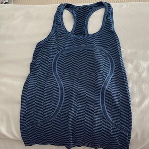 lululemon athletica Blue Striped Tank Top